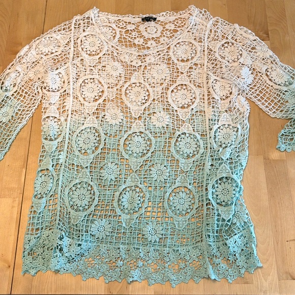 Crochet Boho Floral ombré top size large - Picture 1 of 4